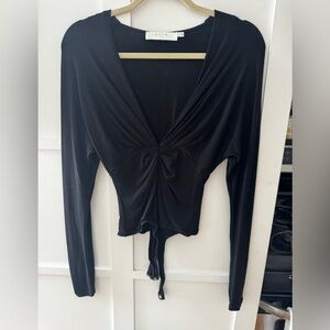 ASTR black long sleeve top with knot front